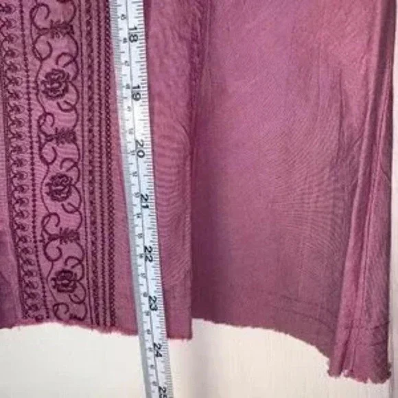 Dex Fresh Vintage Y2K Embroidered Blouse Mauve Mandarin Collar Size M Boho - Picture 8 of 8